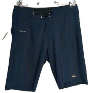 Quiksilver Swim Shorts Men  32 Trunks Swimwear Zip Pocket Navy Blue Sun Beach